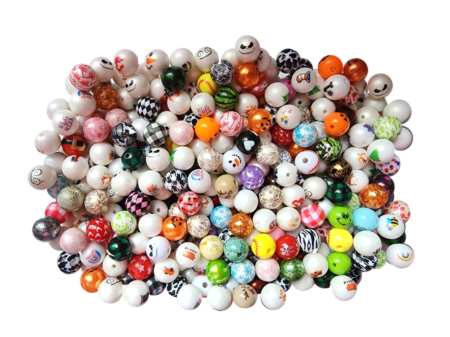 12mm printed bead mix 12mm printed bubblegum beads