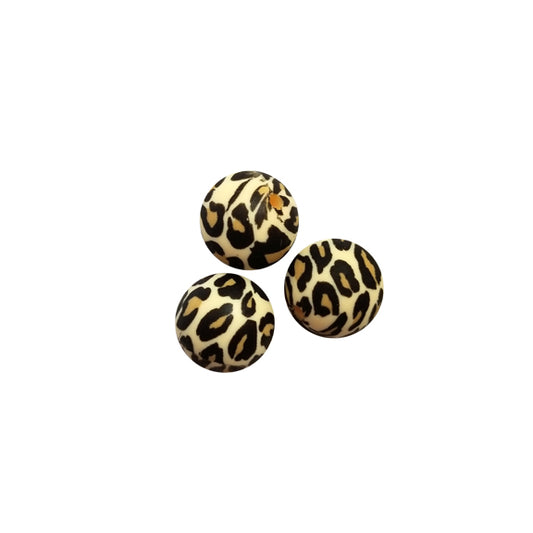 15mm leopard print round silicone beads