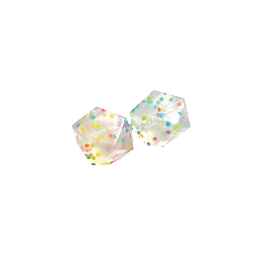 17mm confetti print hexagon silicone beads