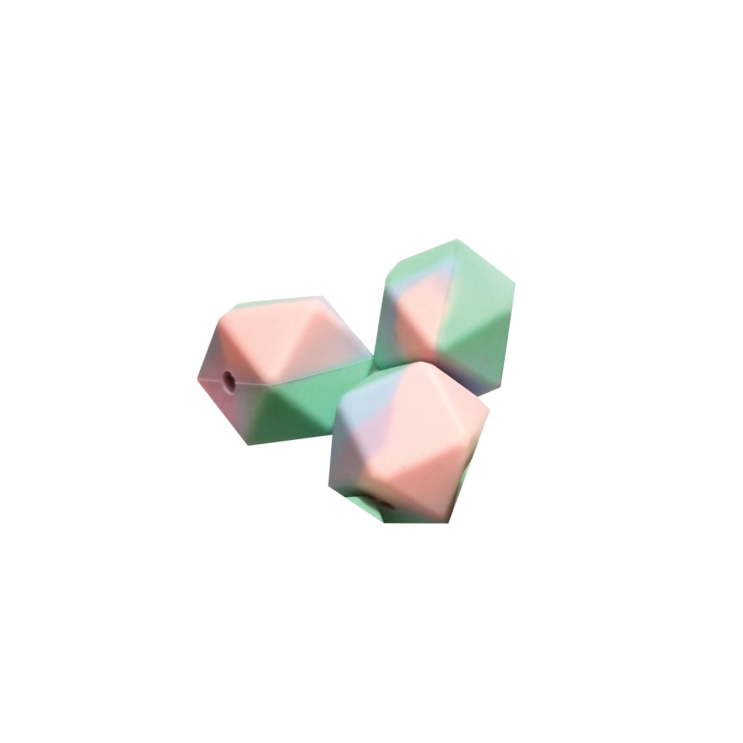 17mm tie dye print hexagon silicone beads