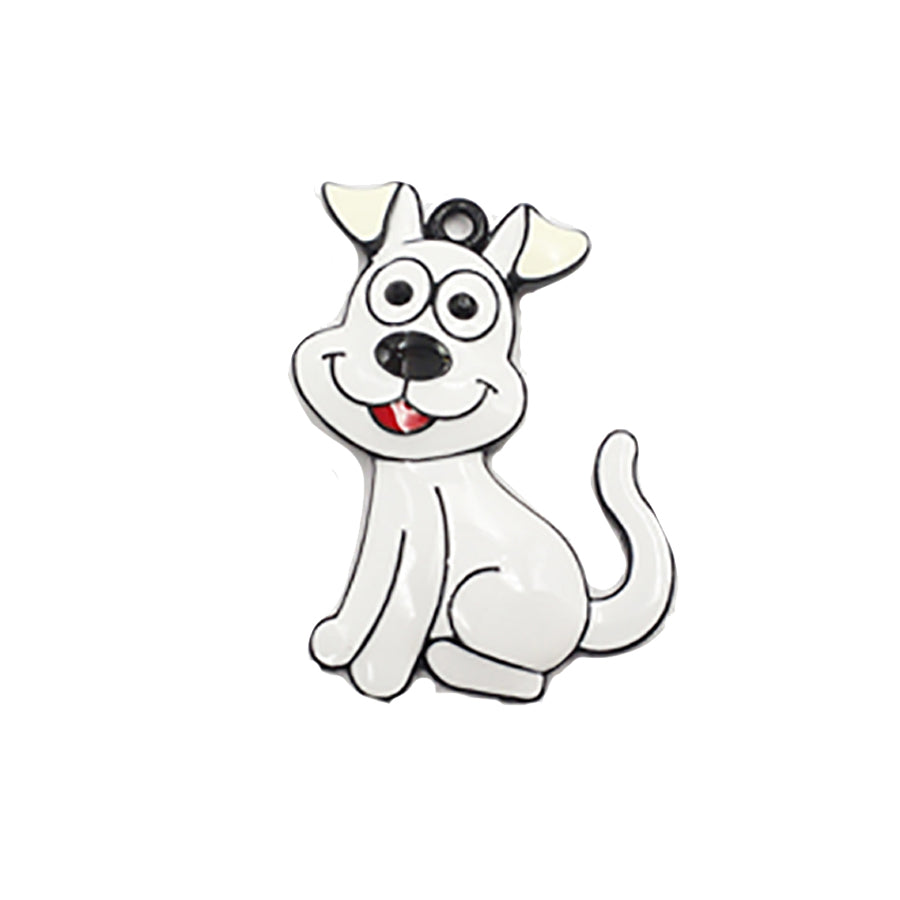 35mm x 45mm white dog enamel pendant