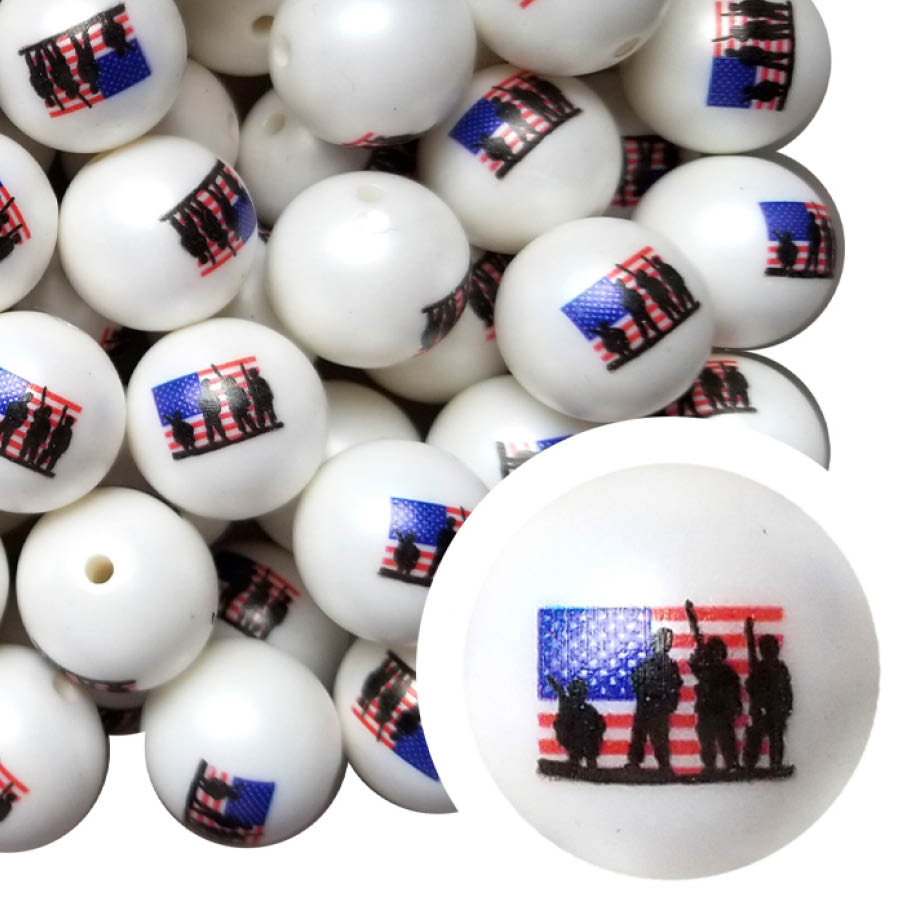 baseball 20mm printed bubblegum beads