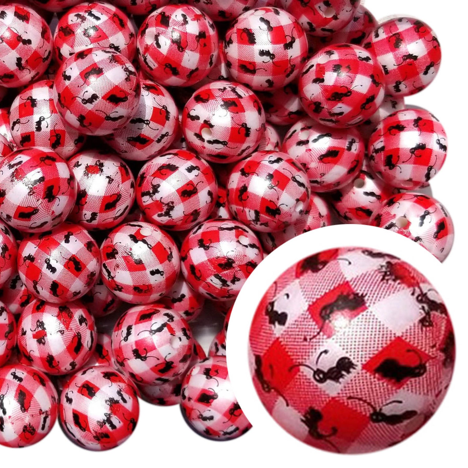 ant's picnic 20mm printed bubblegum beads