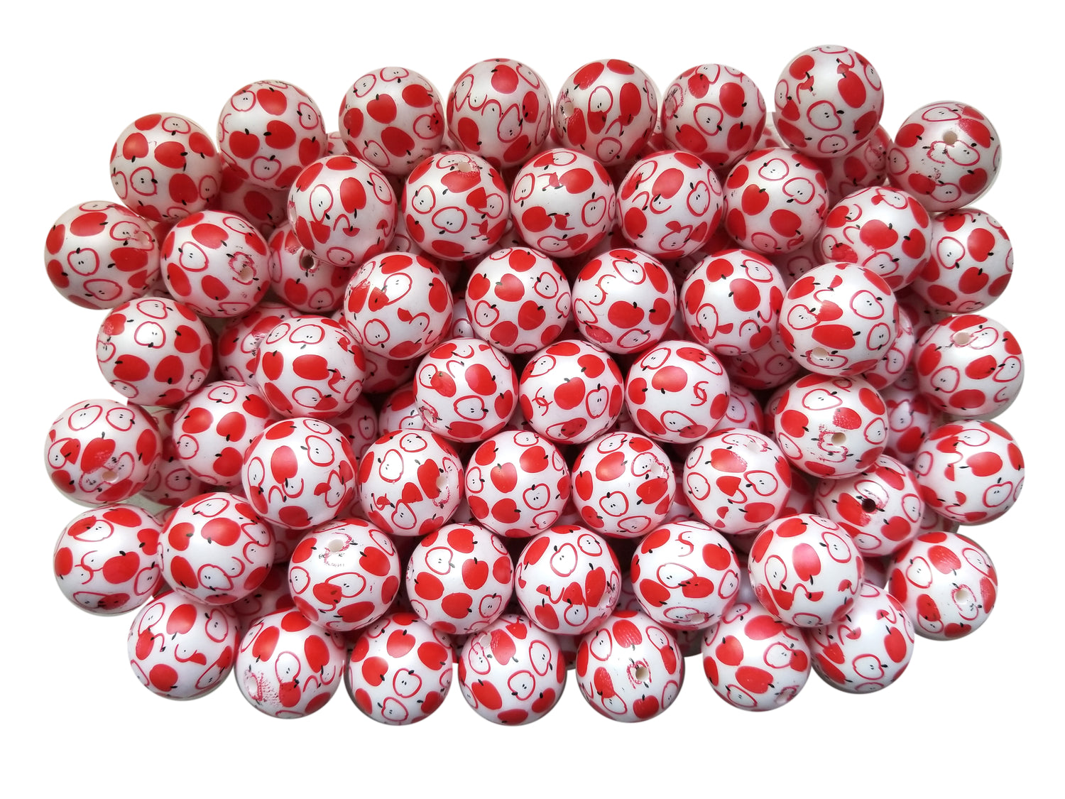 apple slices 20mm printed bubblegum beads