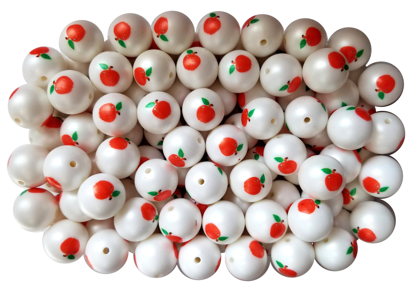 apples 20mm printed bubblegum beads