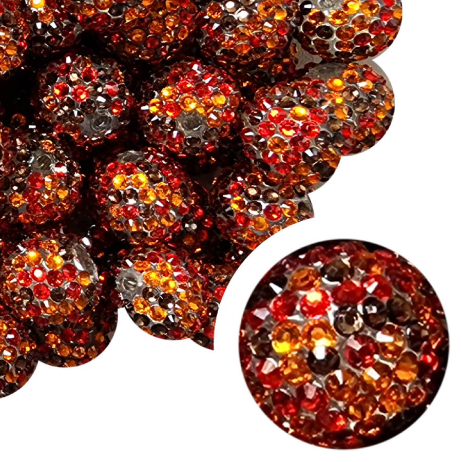 autumn leaves rhinestone 20mm bubblegum beads
