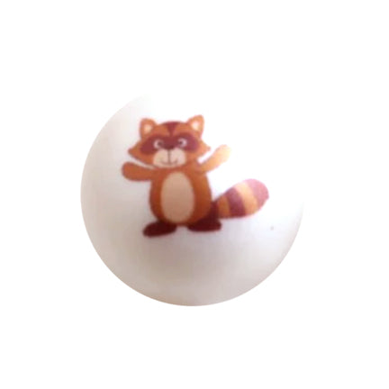 baby raccoon 20mm printed bubblegum beads