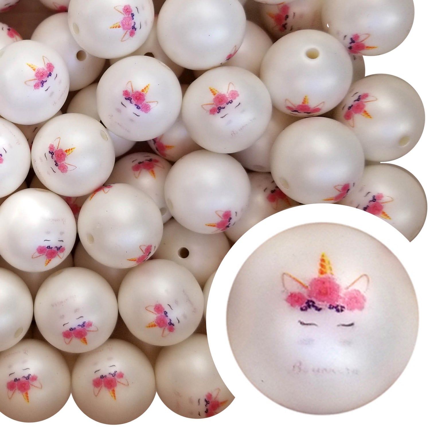 be a unicorn 20mm printed bubblegum beads