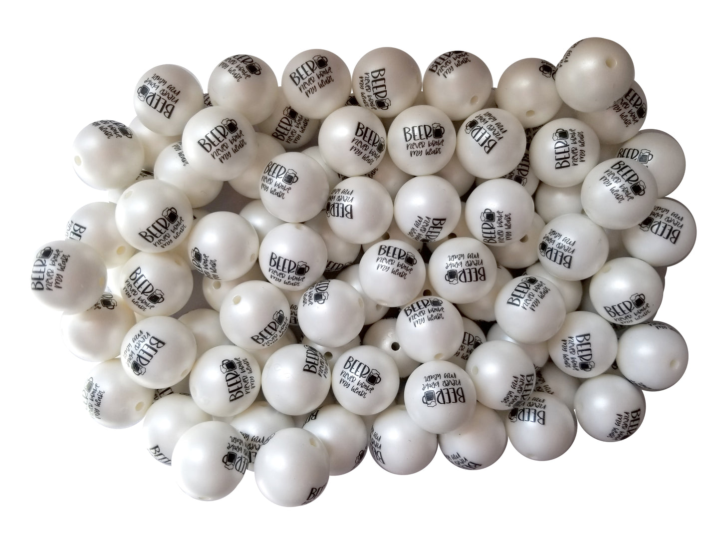 beer never broke my heart custom printed 20mm bubblegum beads