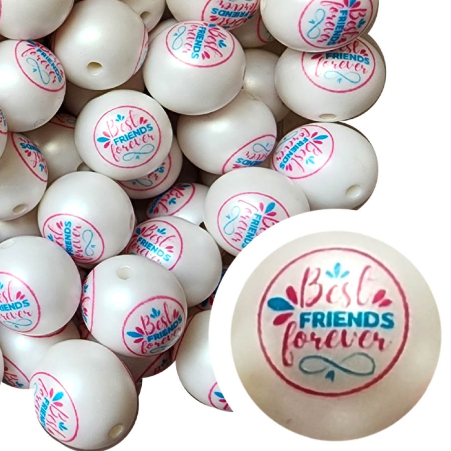 best friends forever 20mm printed bubblegum beads