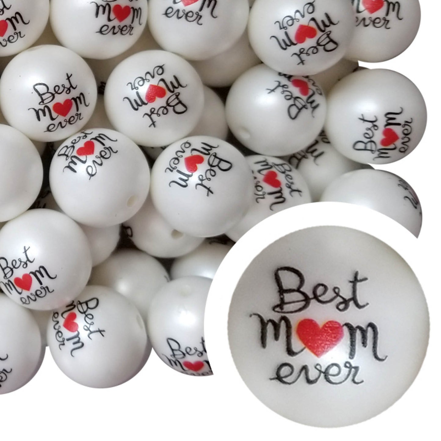 best mom ever 20mm printed bubblegum beads