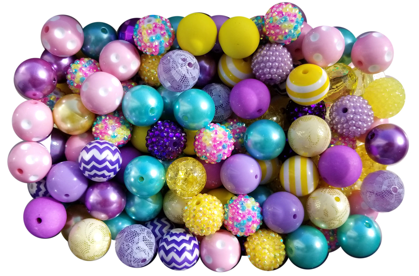 birthday cake mixed 20mm bubblegum beads