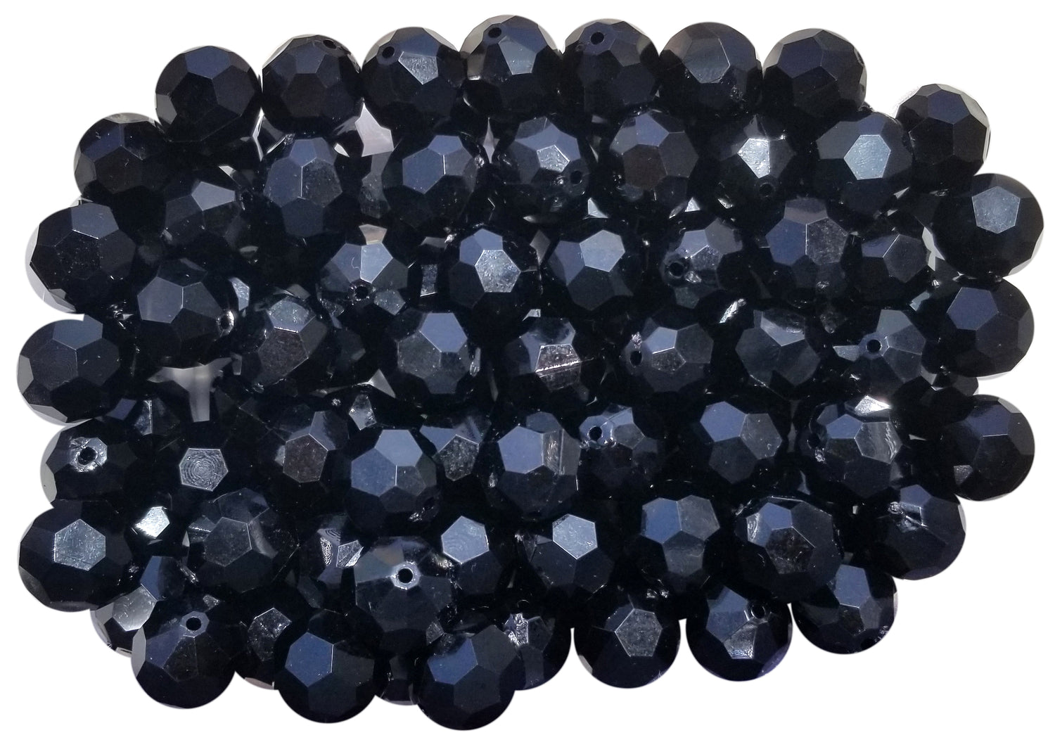 black opaque faceted 20mm bubblegum beads