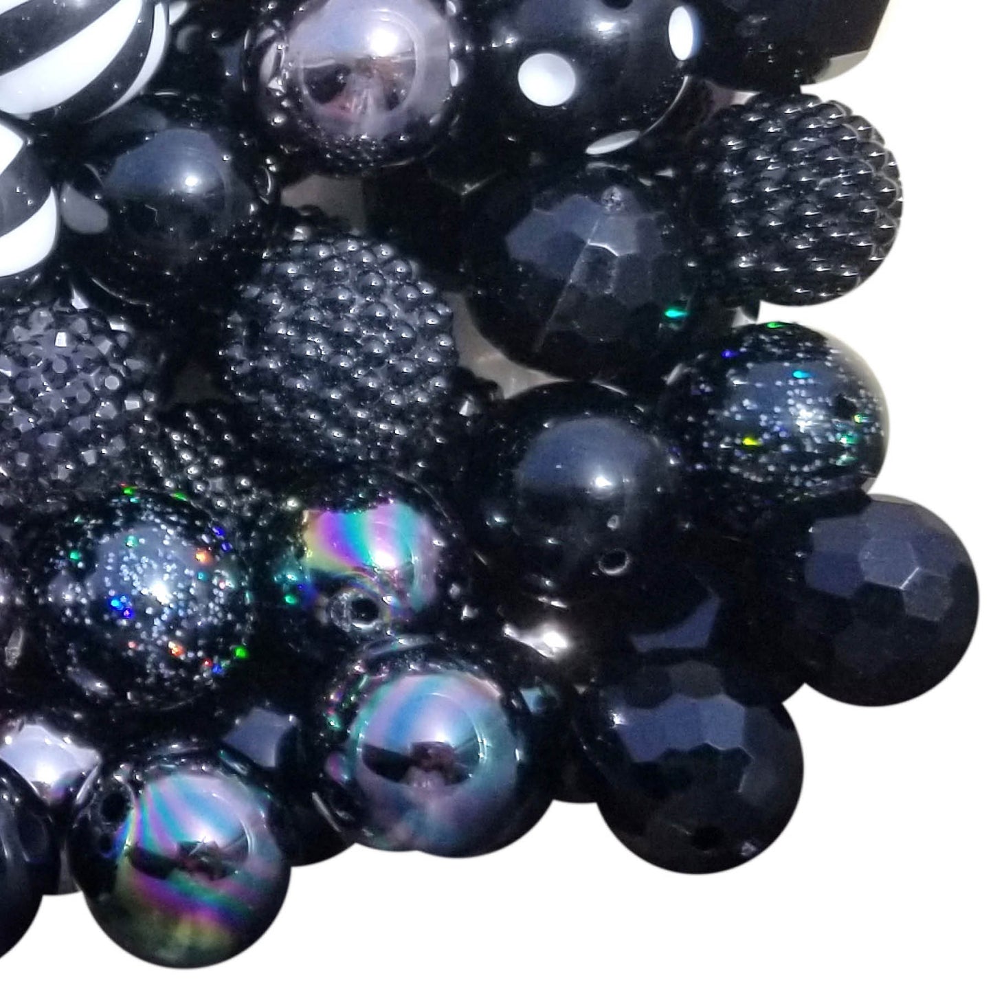 black mixed 20mm bubblegum beads