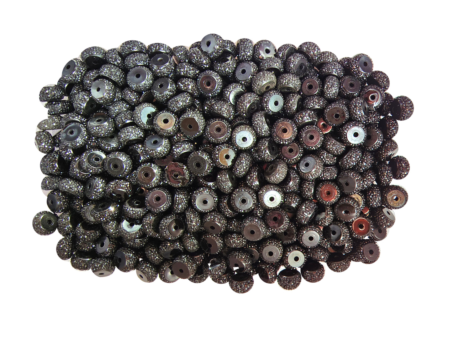 black rhinestone rondelle 12mm x 5mm spacer beads