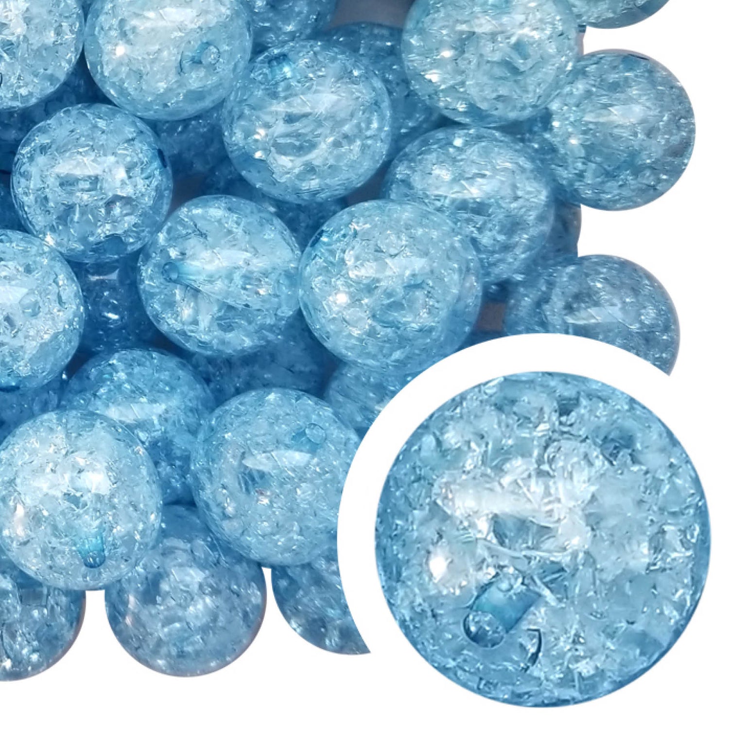 blue crackle 20mm bubblegum beads