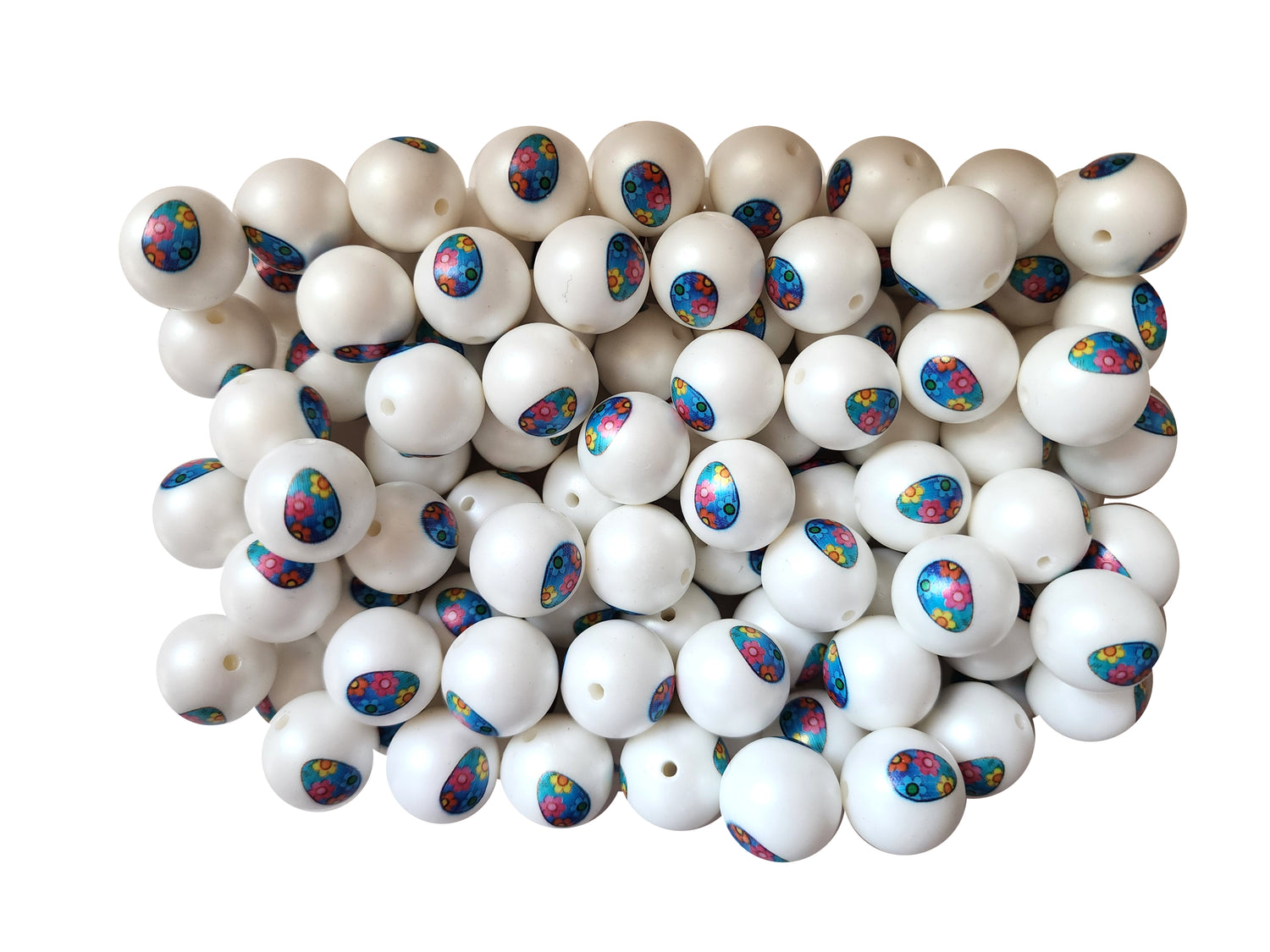 blue floral easter egg 20mm printed bubblegum beads