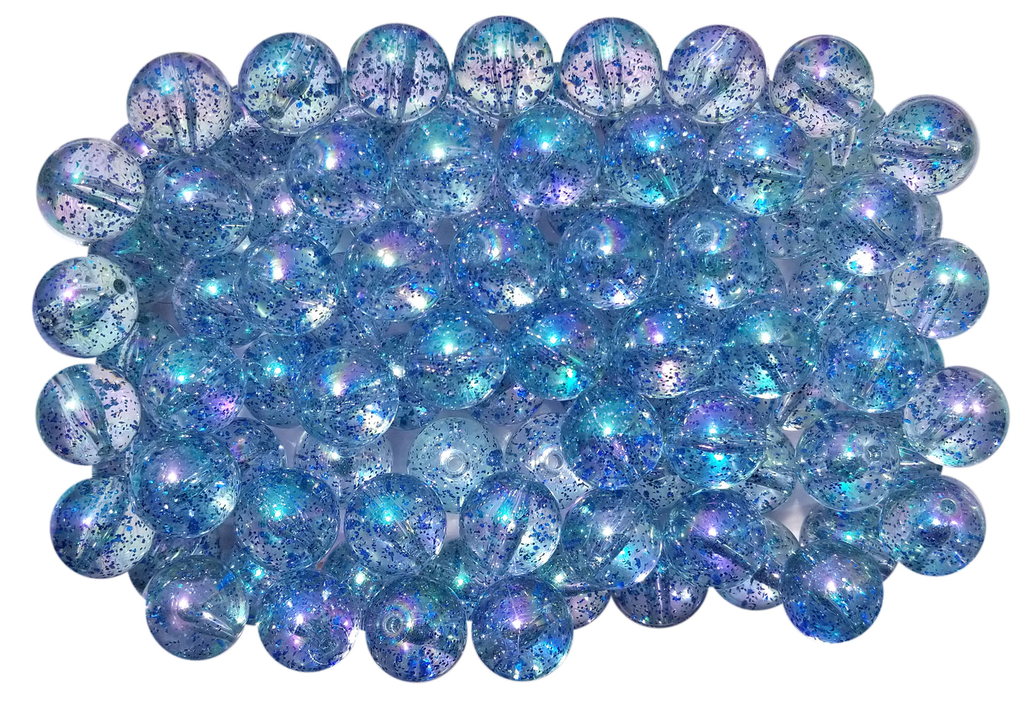 blue glitter bubble 20mm bubblegum beads