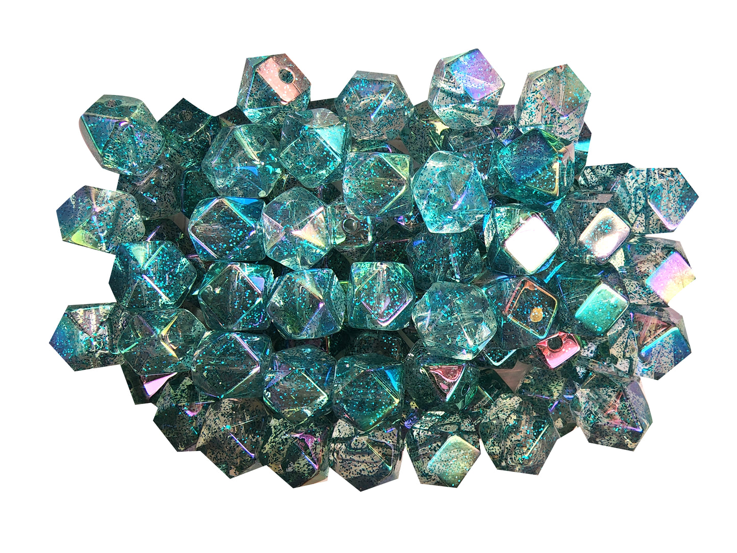 blue glitter ice cubes 20mm wholesale bubblegum beads