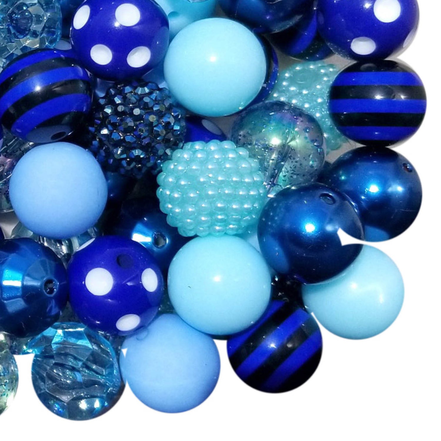 blue mixed 20mm bubblegum beads