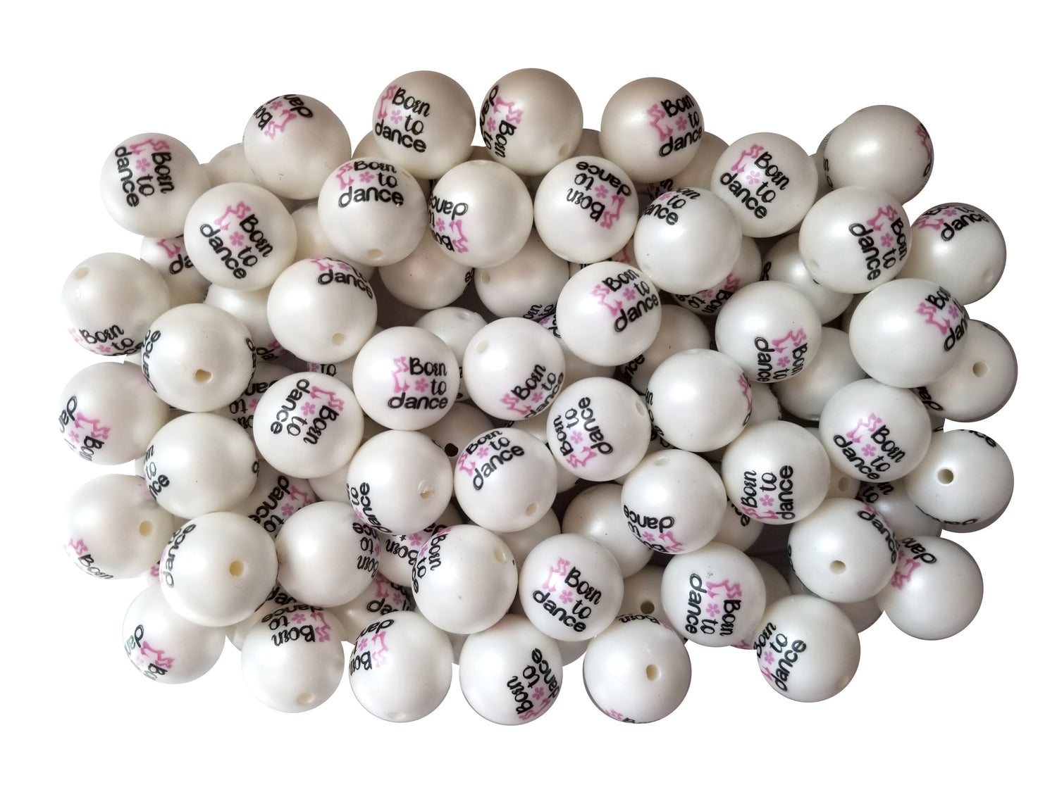 born to dance printed 20mm bubblegum beads