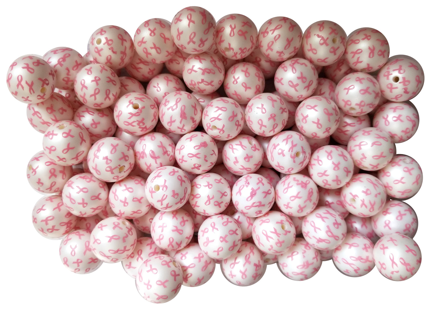 breast cancer awareness 20mm printed bubblegum beads