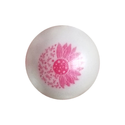 breast cancer flower 20mm printed bubblegum beads