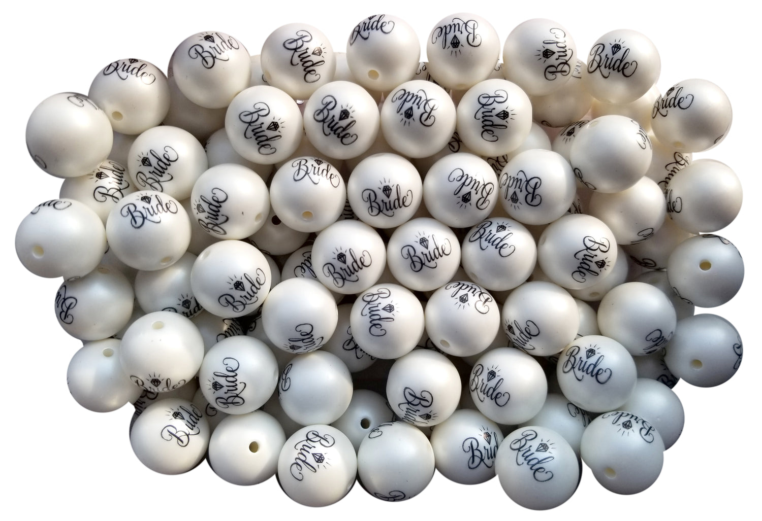 bride 20mm printed bubblegum beads