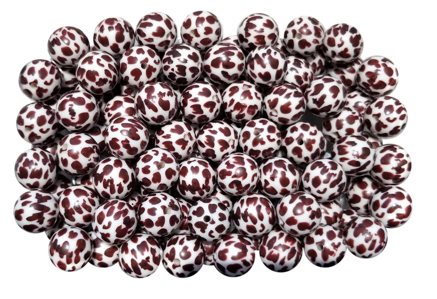 brown cow 20mm printed bubblegum beads