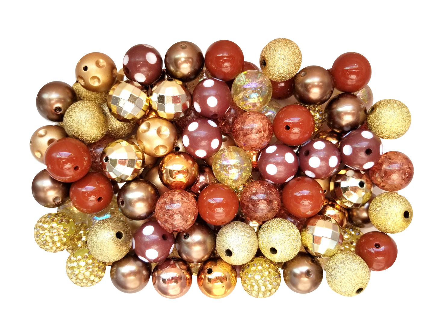 brown & gold mixed 20mm bubblegum beads