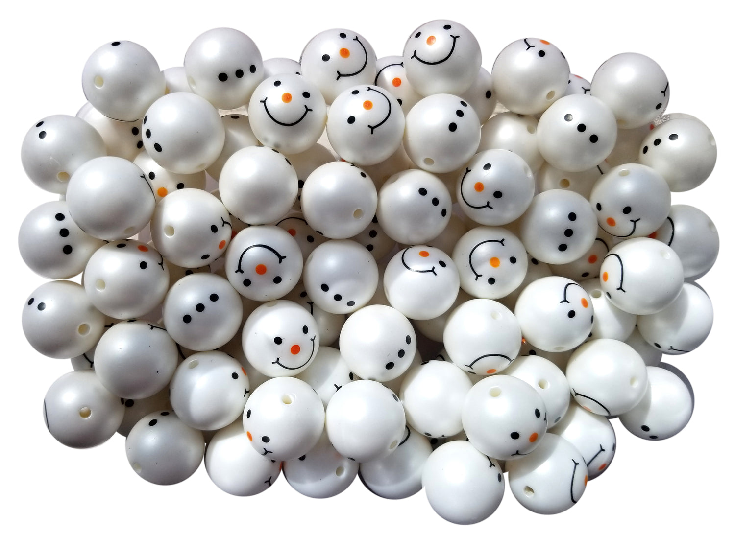 build a snowman 20mm printed bubblegum beads