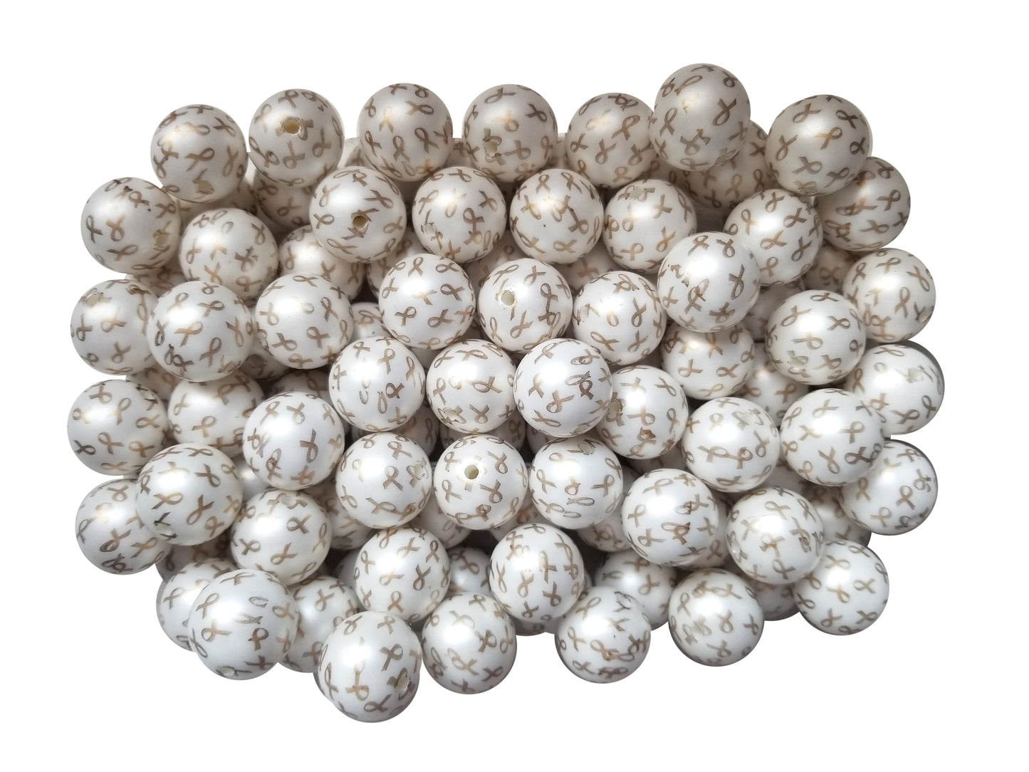 cancer awareness 20mm printed bubblegum beads