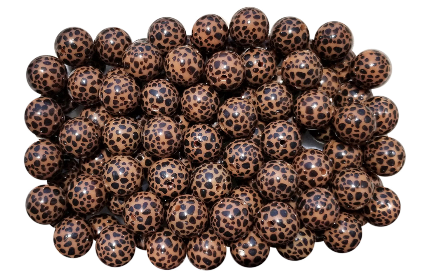 cheetah print 20mm printed bubblegum beads