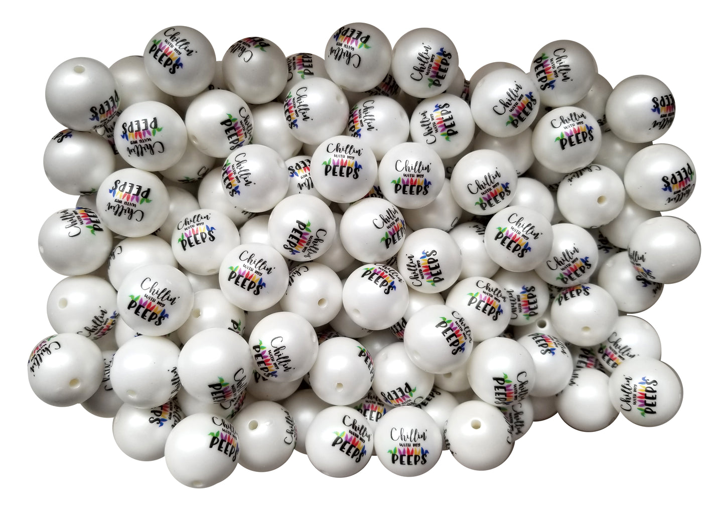 chillin with my peeps 20mm printed bubblegum beads