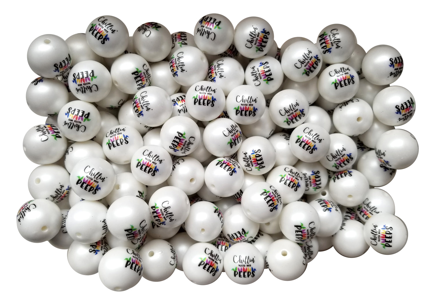 chillin with my peeps 20mm printed bubblegum beads