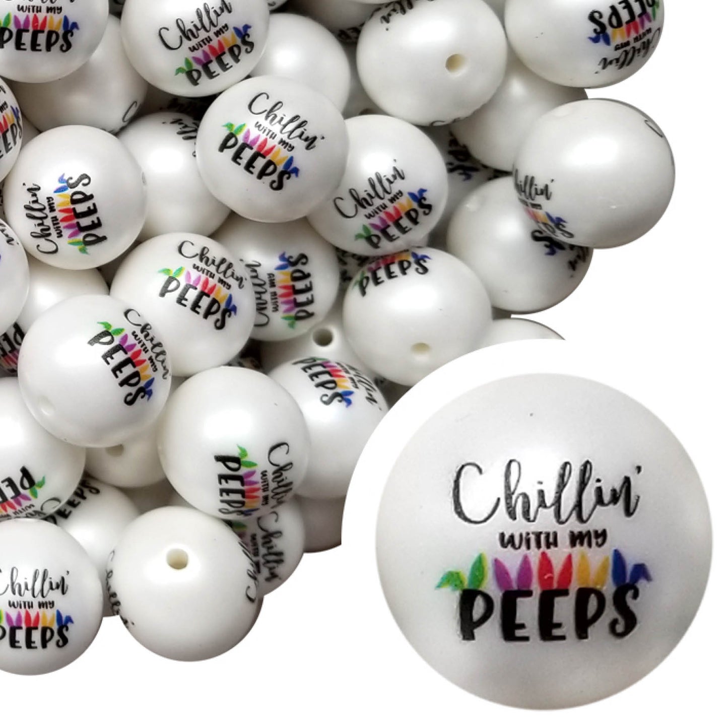 chillin with my peeps 20mm printed bubblegum beads