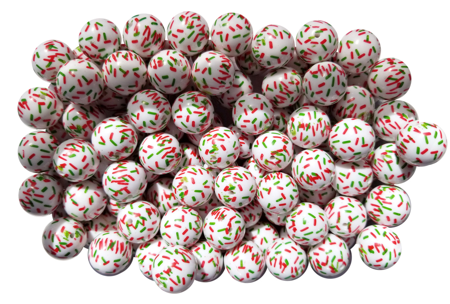 christmas sprinkles 20mm printed bubblegum beads