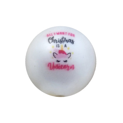 all I want for christmas is a unicorn 20mm printed bubblegum beads