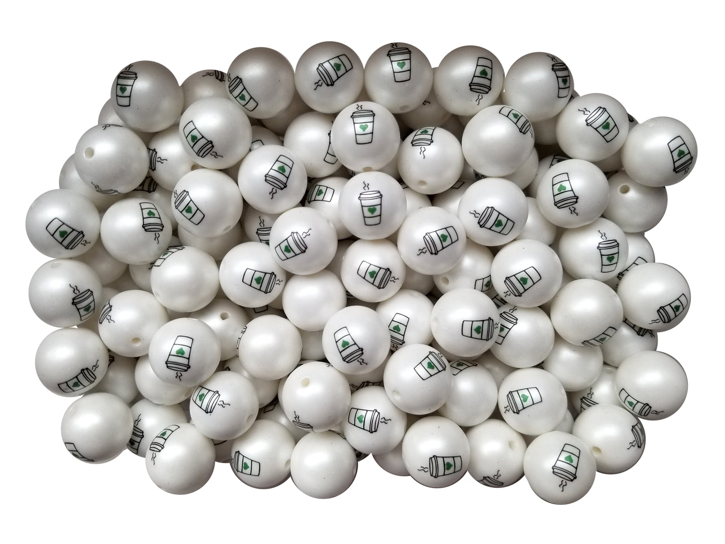 coffee cup 20mm printed bubblegum beads