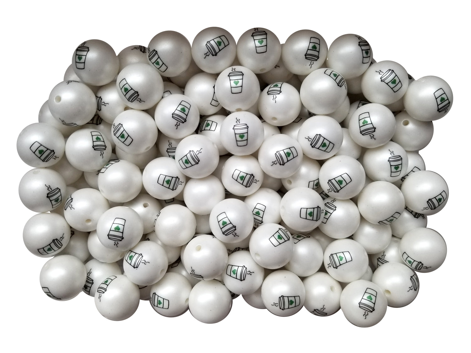 coffee cup 20mm printed bubblegum beads