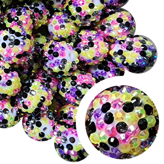 confetti rhinestone 20mm bubblegum beads