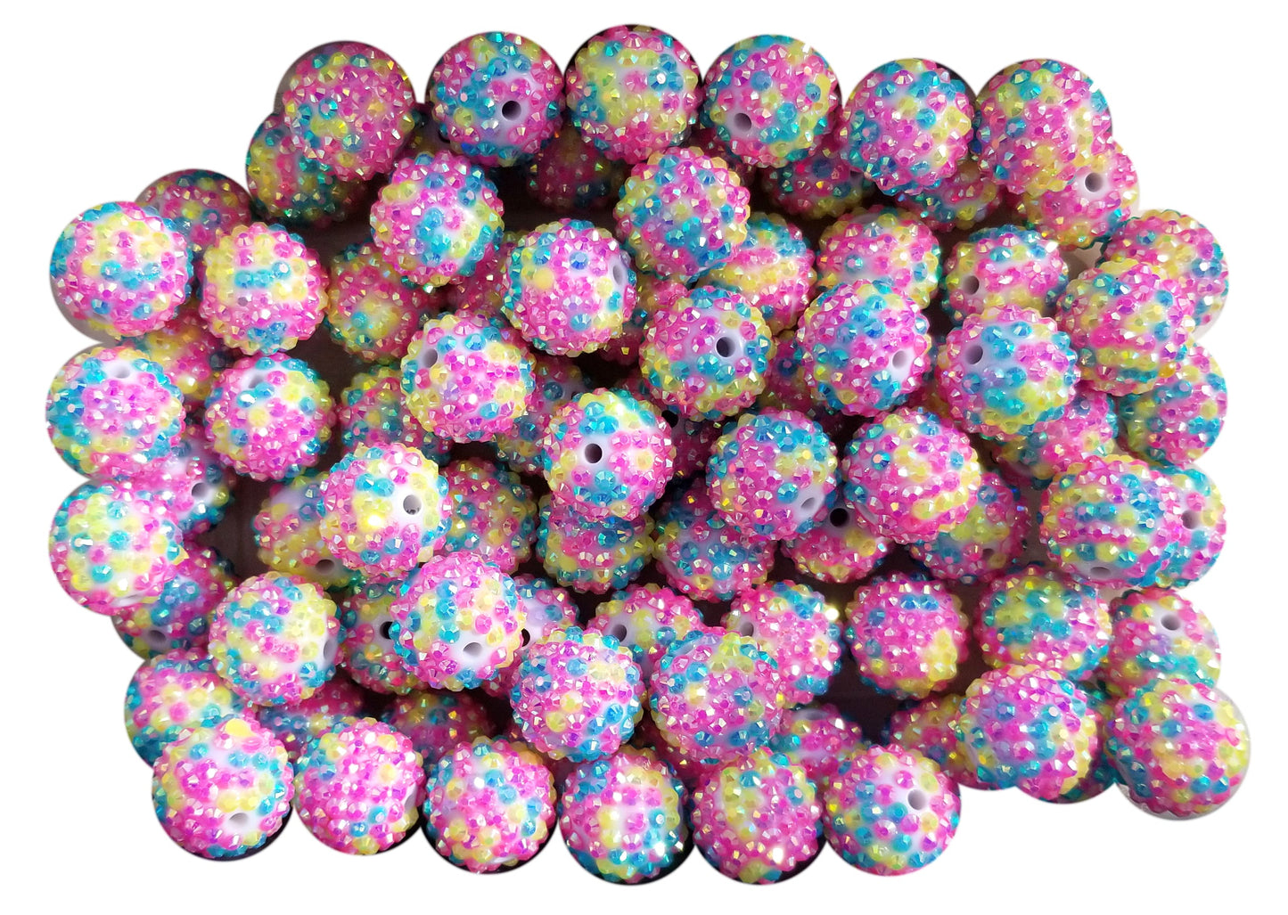 cotton candy rhinestone 20mm bubblegum beads