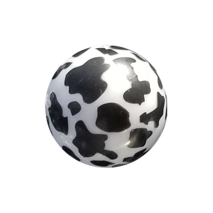 black cow 20mm printed bubblegum beads