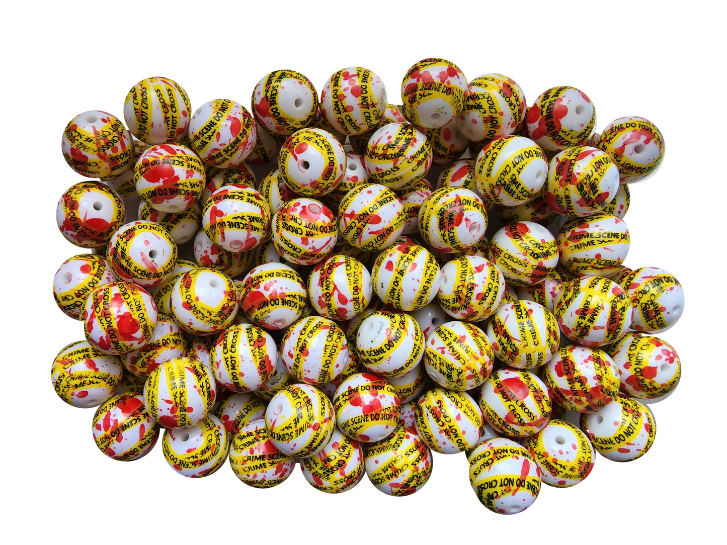 crime scene 20mm printed wholesale bubblegum beads