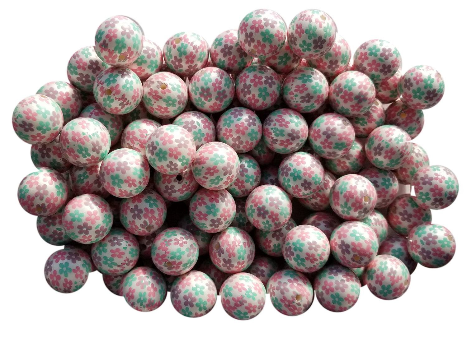 daisy flowers 20mm printed bubblegum beads