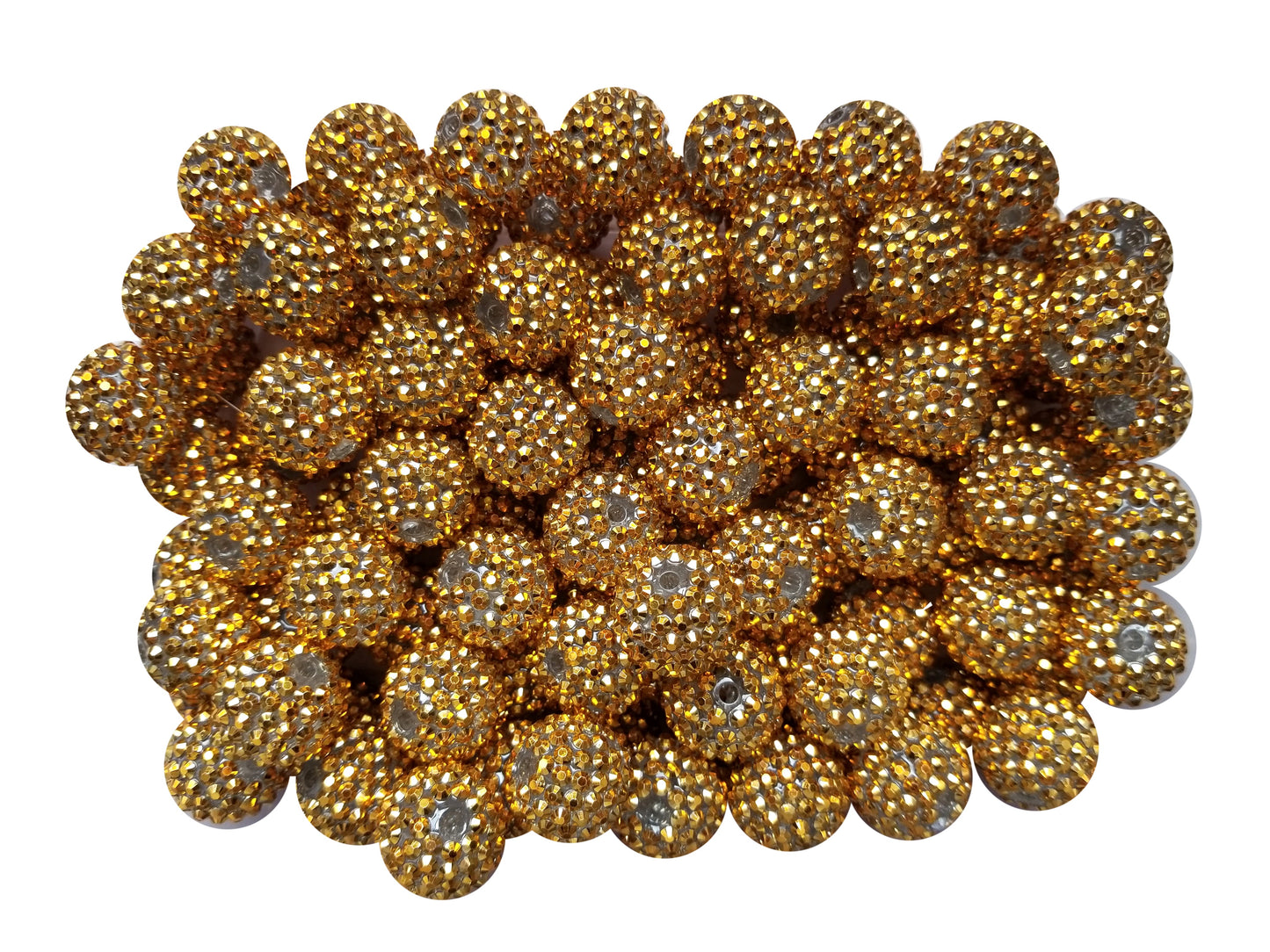 dark gold rhinestone 20mm bubblegum beads