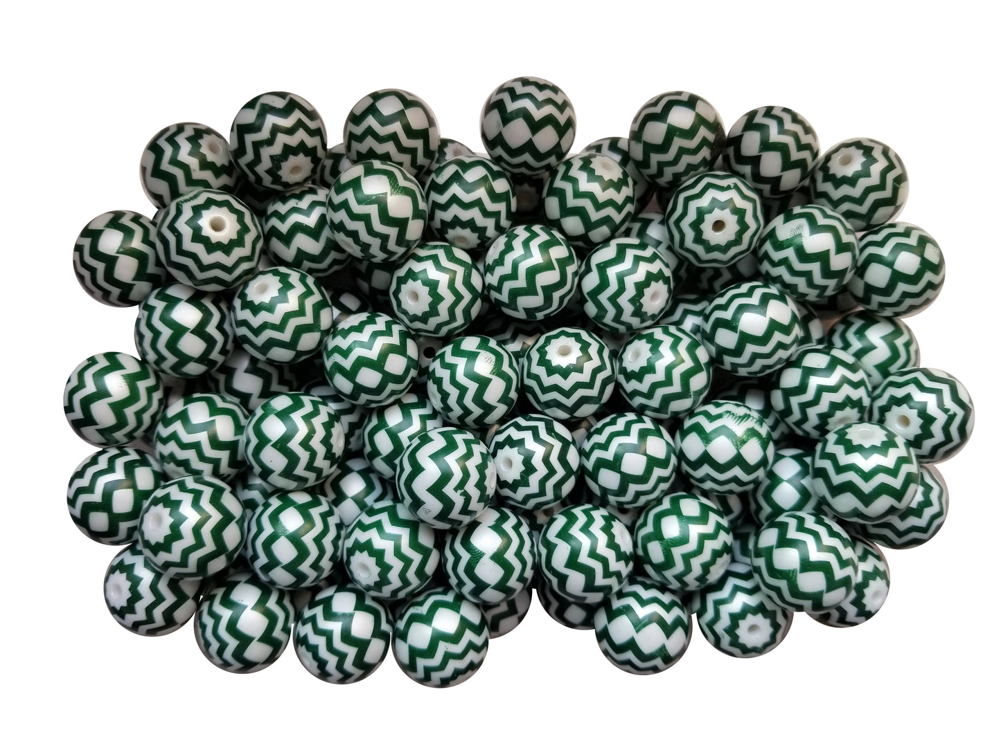 dark green chevron 20mm bubblegum beads