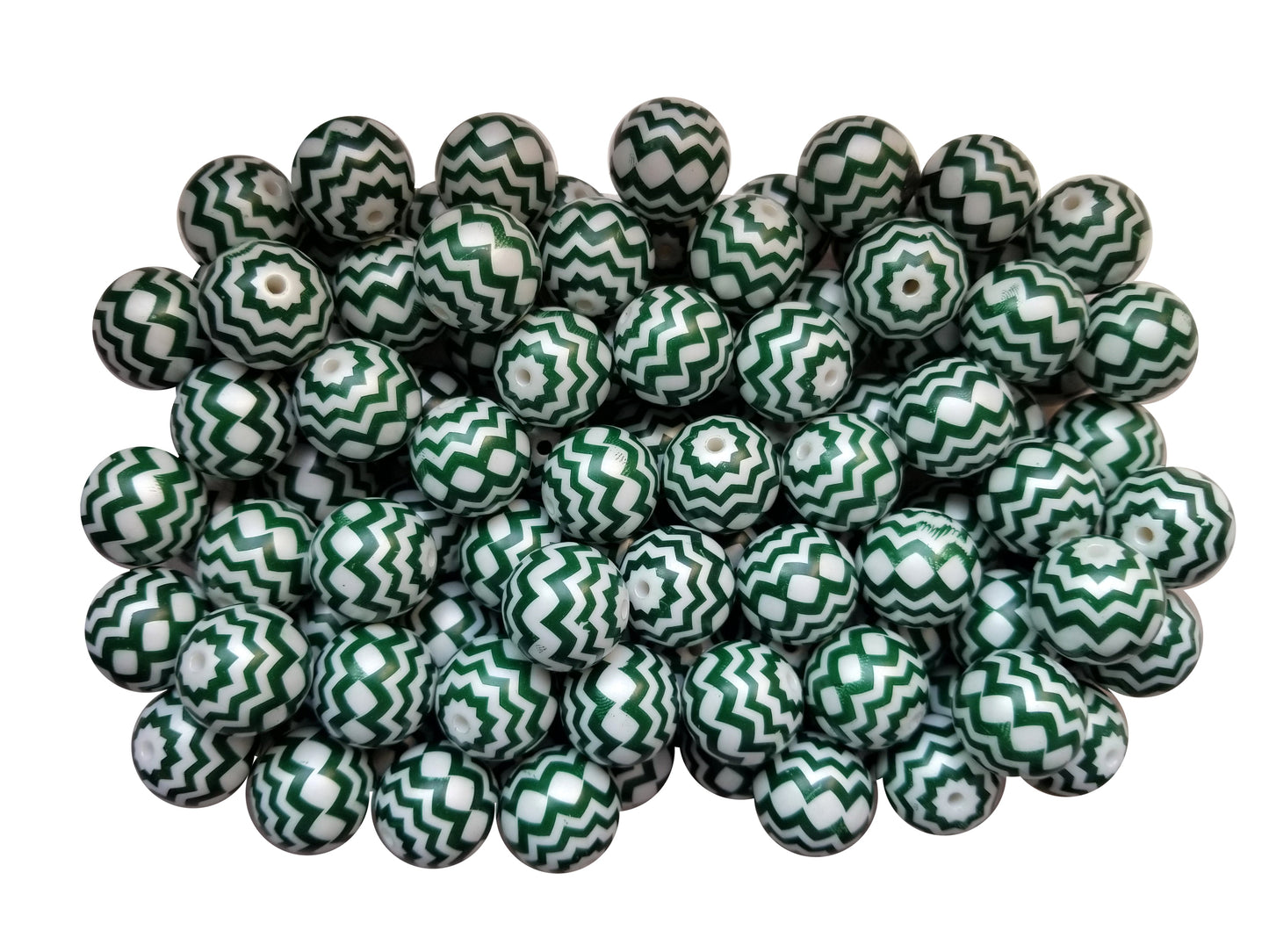dark green chevron 20mm bubblegum beads