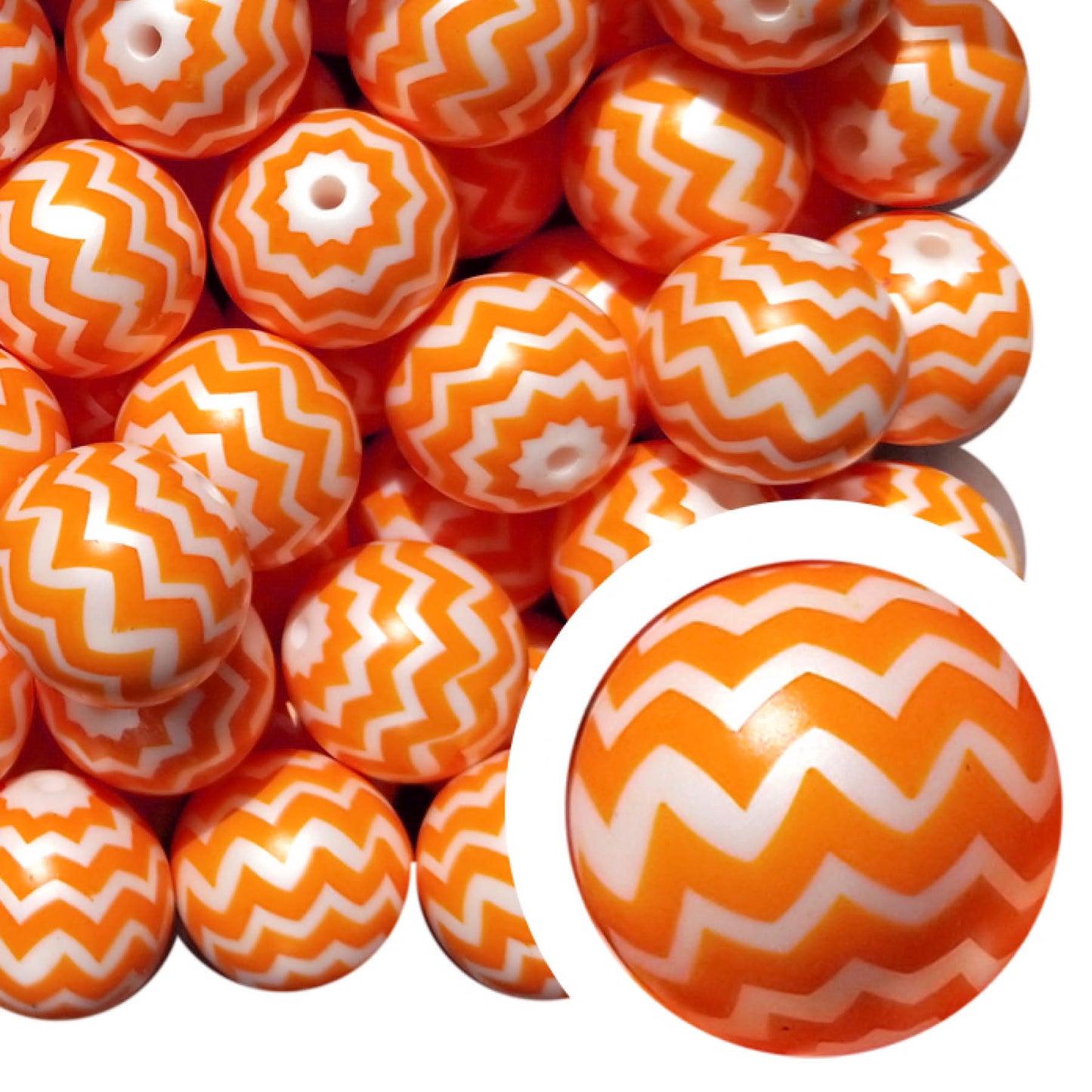 orange chevron 20mm bubblegum beads