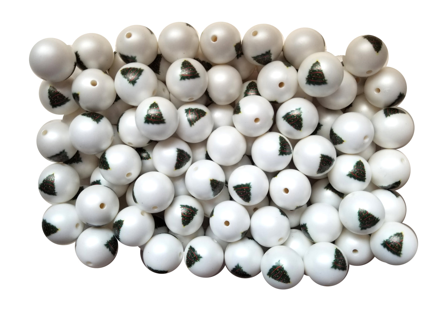 decorated christmas tree presents 20mm printed wholesale bubblegum beads